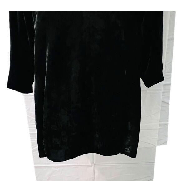Theory Women's Coat Black Crushed Velvet Front Pockets Button Down Long Sleeve - Picture 7 of 12